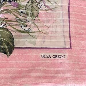 Vintage Olga Greco Pink Floral Scarf